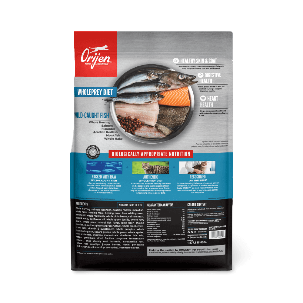 Orijen Six Fish Dry Cat Food 5.45kg-Petroom