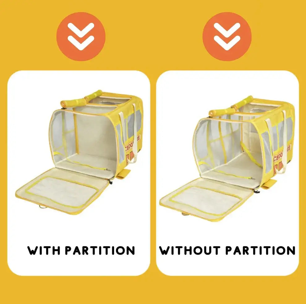 PurLab Multifunctional School Bus Pet Travel Pet Carrier Pet Bag With Wheels-Petroom