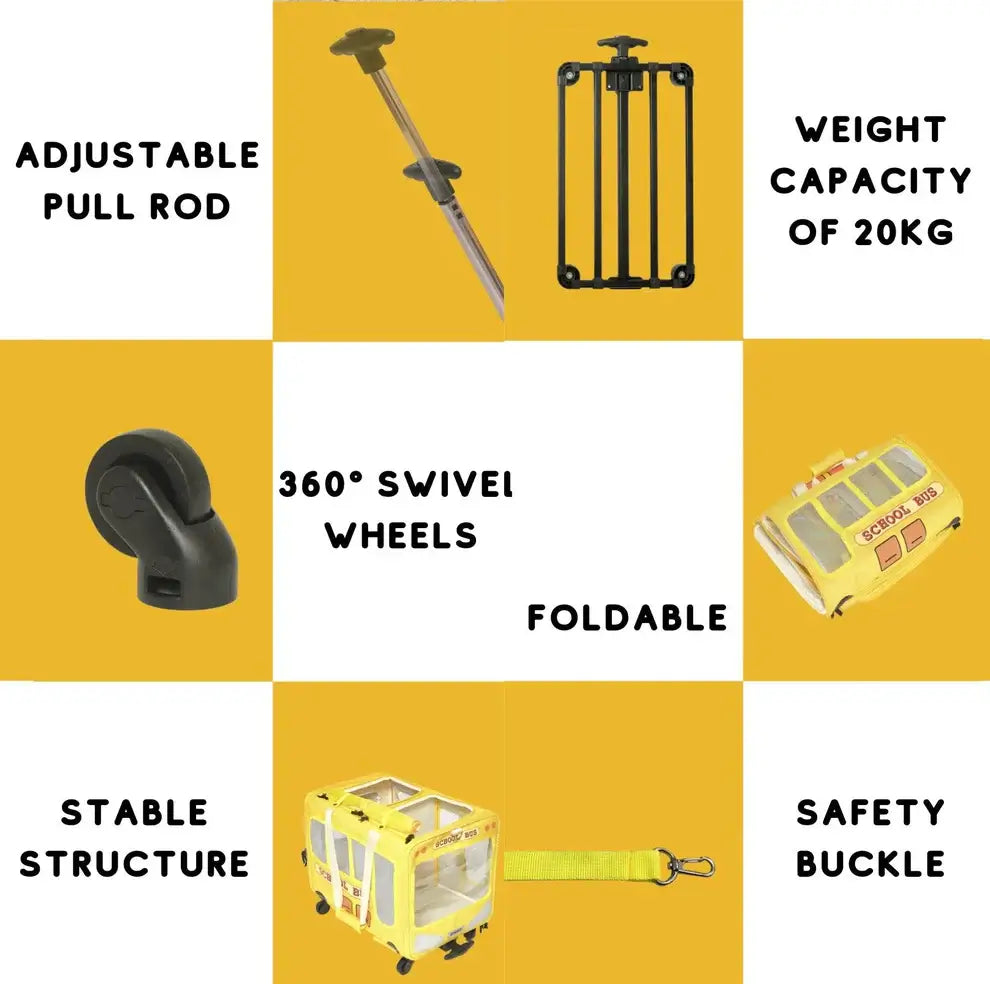 PurLab Multifunctional School Bus Pet Travel Pet Carrier Pet Bag With Wheels-Petroom