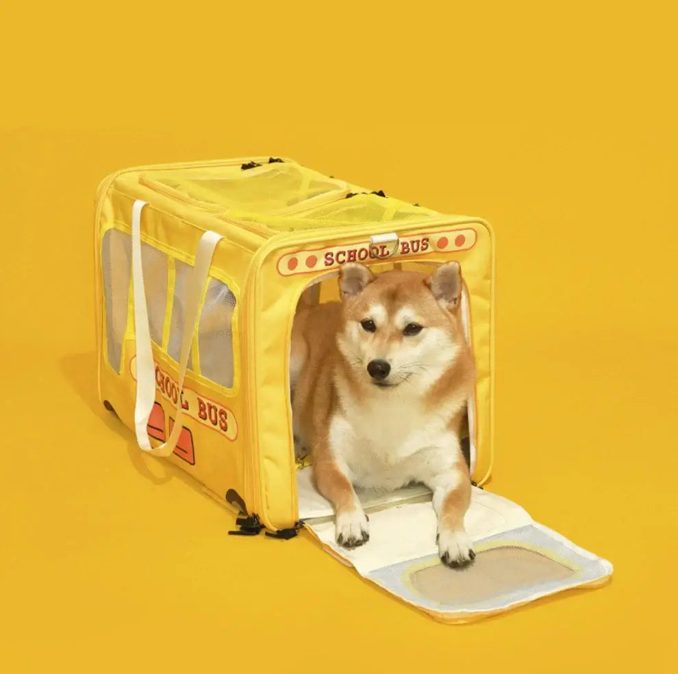 PurLab Multifunctional School Bus Pet Travel Pet Carrier Pet Bag With Wheels-Petroom