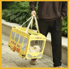 PurLab Multifunctional School Bus Pet Travel Pet Carrier Pet Bag With Wheels-Petroom