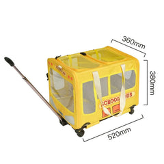 PurLab Multifunctional School Bus Pet Travel Pet Carrier Pet Bag With Wheels-Petroom