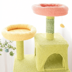 Tall Cat Tree Multi-Level Aesthetic Cat Tower with Sisal Posts 154cm featuring colorful perches and cozy hammock.
