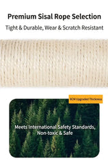 Premium Sisal Rope Selection for durable cat trees, 8cm thickness, meets safety standards, non-toxic and scratch resistant.