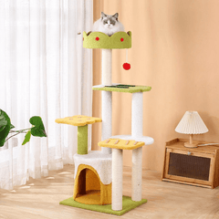 Tall Ice Cream Shape Cat Tree Multi-Level Aesthetic Cat Tower 110cm featuring a playful design with a cat resting on top.
