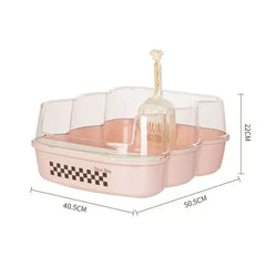 Transparent Semi-Enclosed Large Cat Litter Tray with Scoop, featuring an open-top design and dimensions of 40.5cm x 50.5cm.