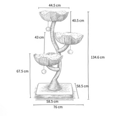 MICHU Iris Cat Tower Deluxe 3-Tier Designer Flower Cat Tree