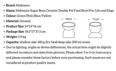Makesure Sugar Bean Ceramic Double Pet Bowls For Cat and Small Dogs