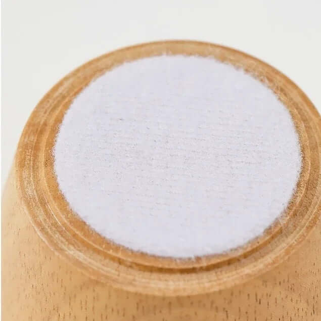 Wooden pet bowl with white non-slip base for cats and dogs