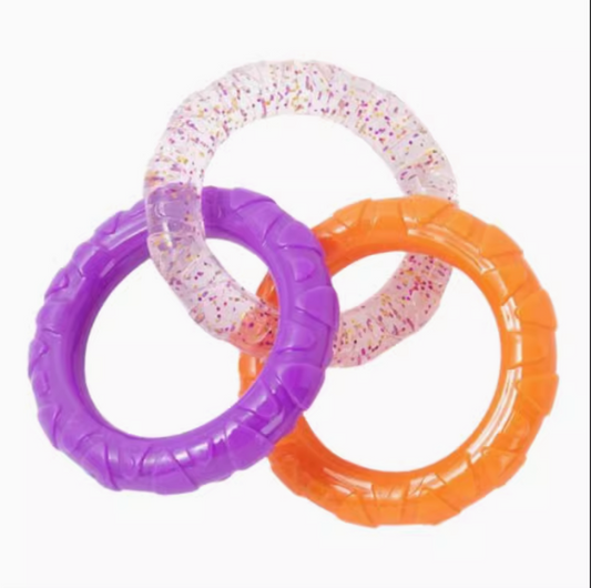 Petroom Dental Triple Ring Chew Dog Toy Purple