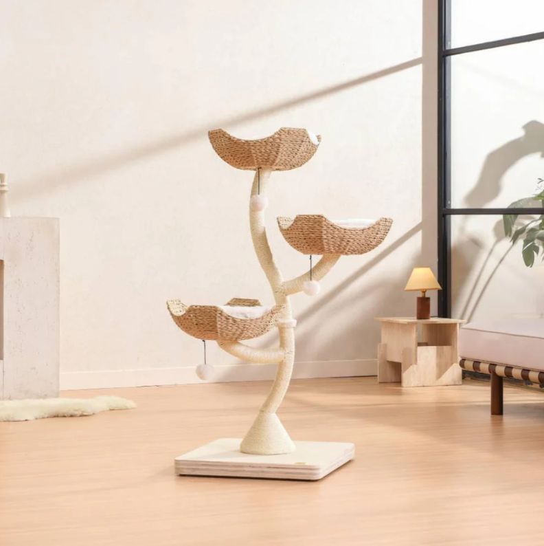 MICHU Iris Cat Tower Deluxe 3-Tier Designer Flower Cat Tree