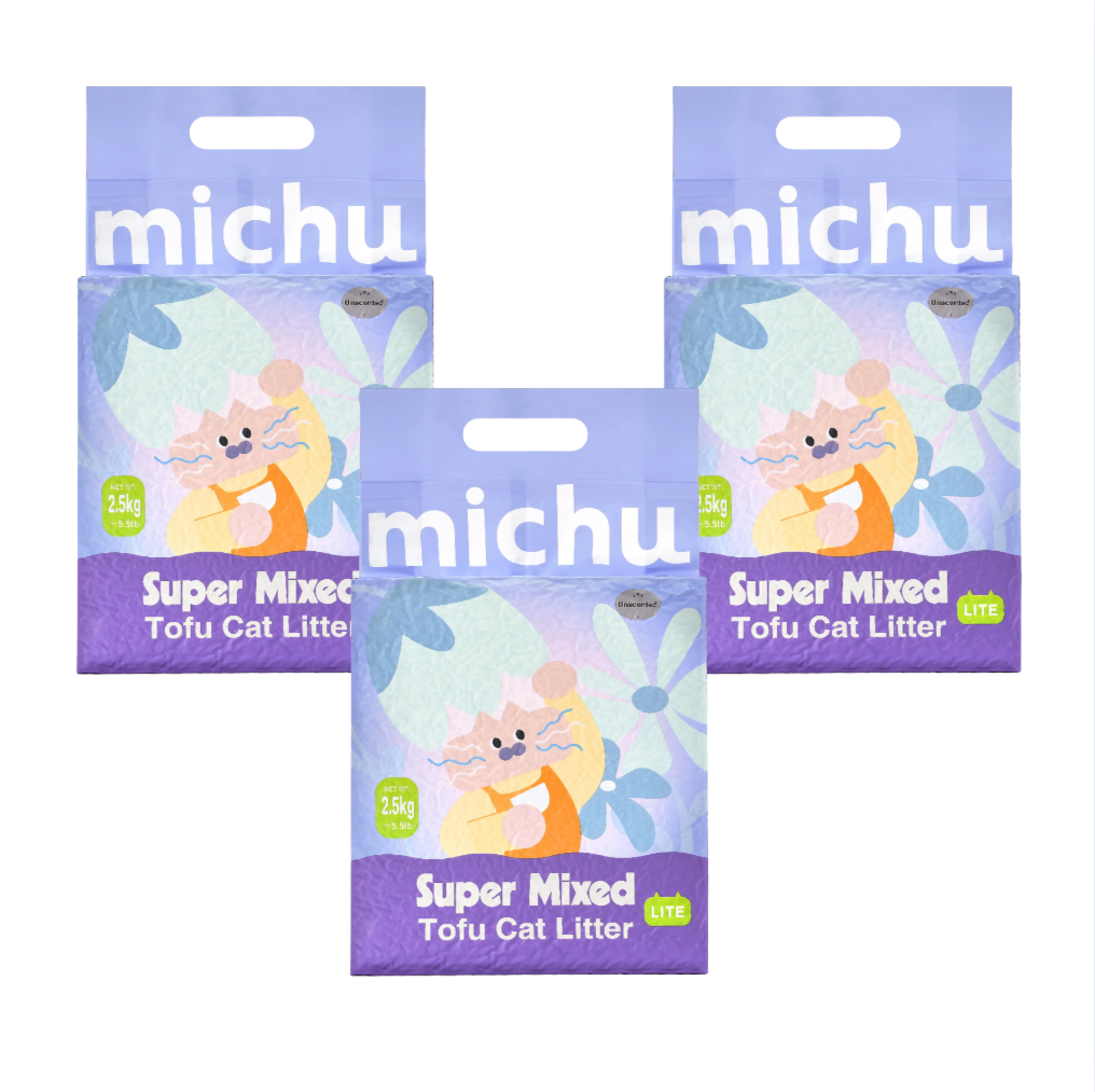 Michu Mixed Clumping Tofu Cat Litter Lite 2.5kg/6L – Flushable& Cost-efficient-PETROOM