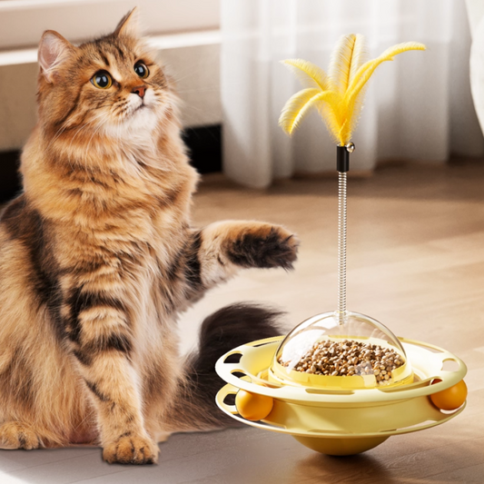 4-in-1 Interactive Cat Toy Wobble Tumbler with Feather Teaser