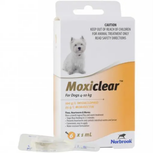 Moxiclear Flea & Worming Spot Treatment 4-10kg Dog 6pk