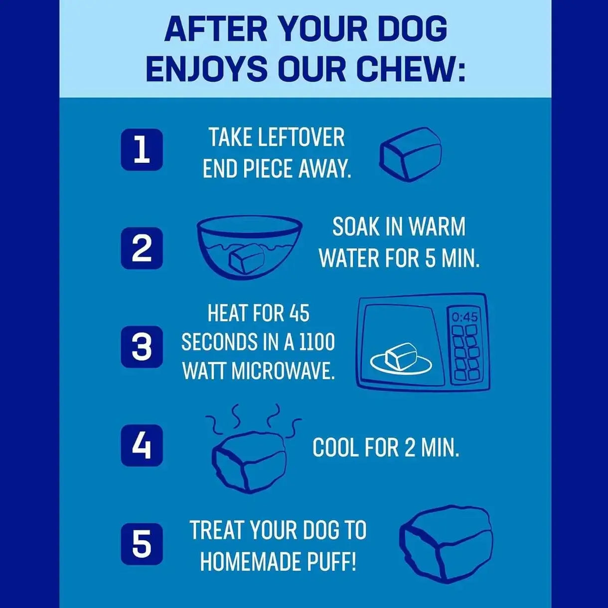 Instructions for using Himalayan Dog Chew Peanut Butter Large after your dog enjoys it.