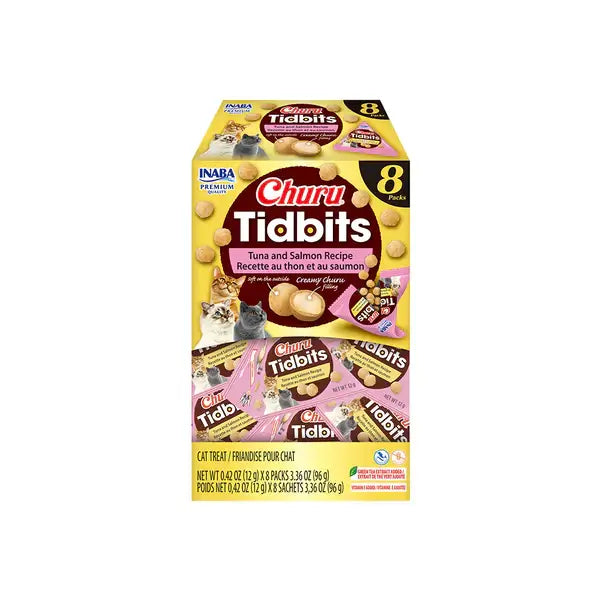 INABA Churu Tidbits Tuna And Salmon Flavor (8 x 12g Packs)