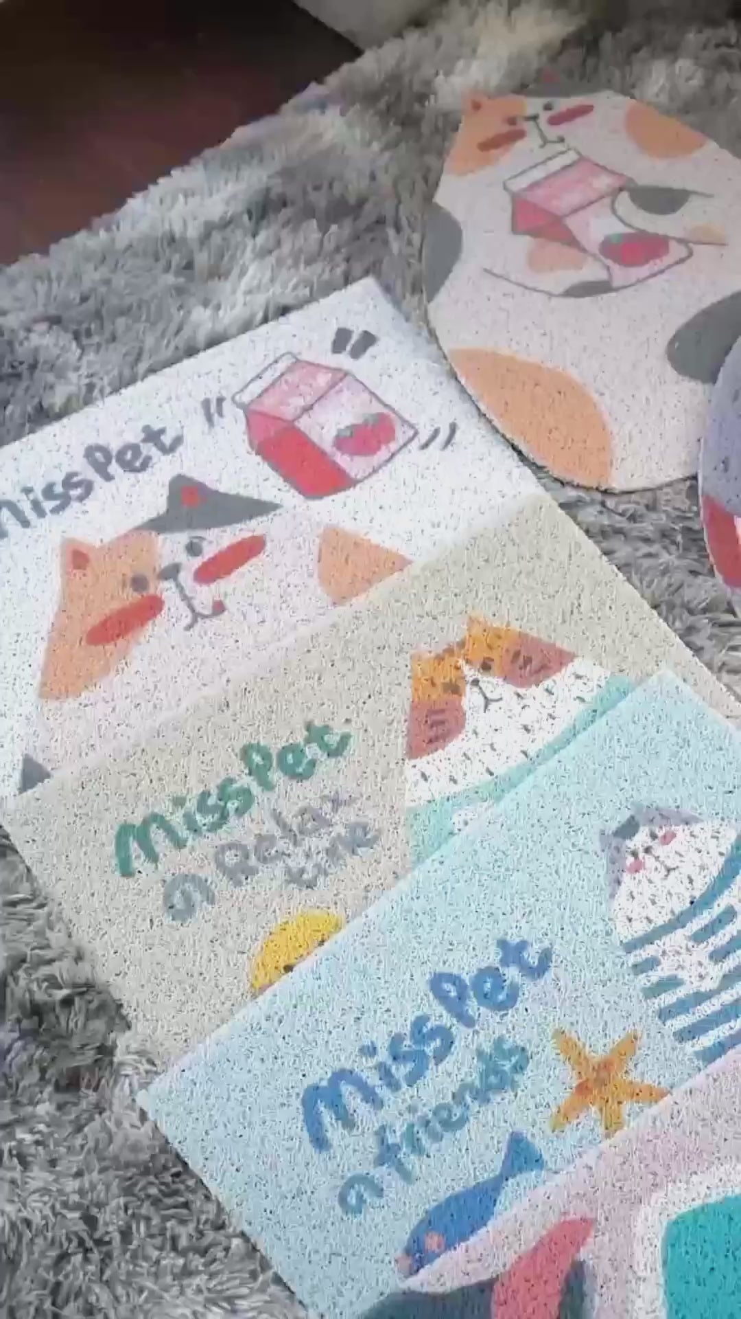 MISSPET Cute Cat Litter Trapping Mat 50x30 cm-Petroom