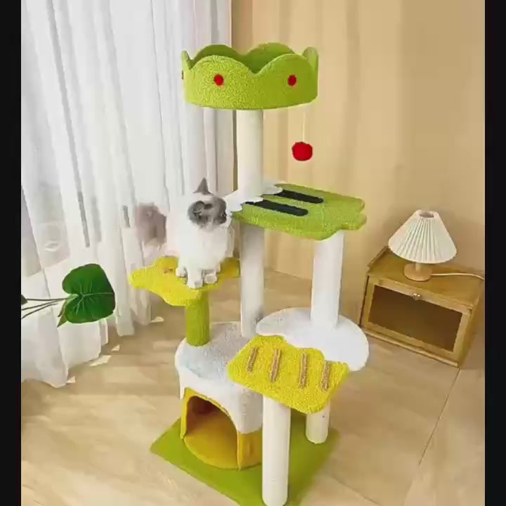 110cm Tall Ice Cream Shape Cat Tree for Large Cats in a Compact Home — Multi-Level Aesthetic Cat Tower 110cm