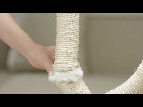 MICHU Fairy Cat Tower Deluxe 4-Tier Designer Flower Cat Tree close-up of the natural sisal scratching post.